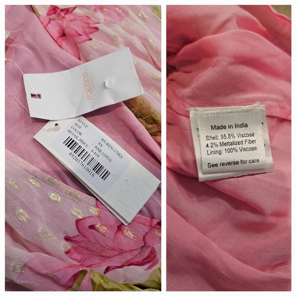 ROCOCO SAND REN SHORT DRESS In PINK LOTUES XS NWT - Picture 9 of 10